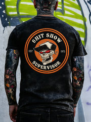 Men's Shit Show Supervisor Embroidered Vintage Washed T-Shirt