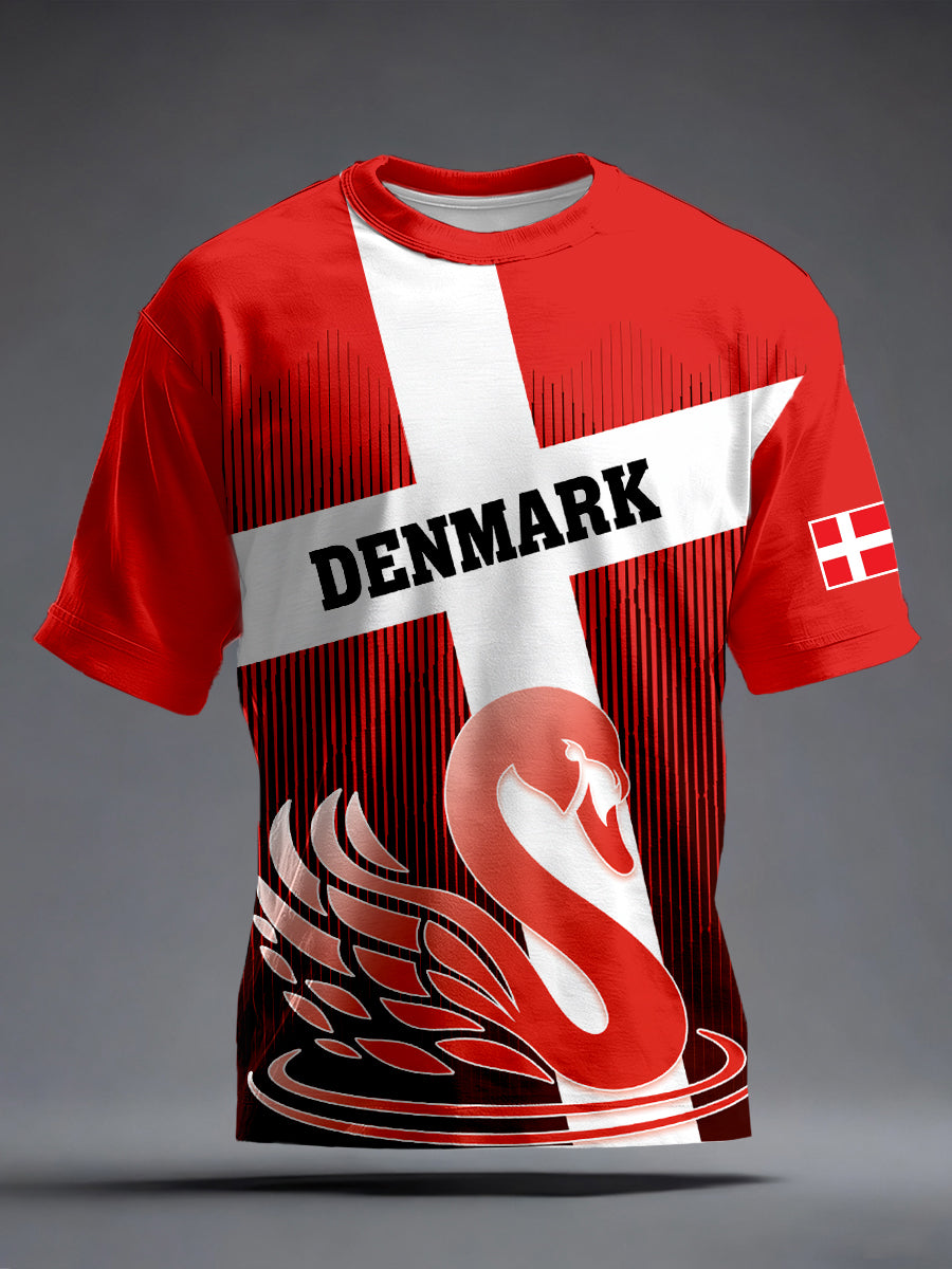 Men's Denmark Inspired Swan Print T-Shirt