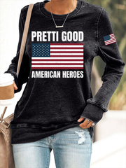 Women's Pretti Good American Heroes Polyester Waisted Sweatshirt