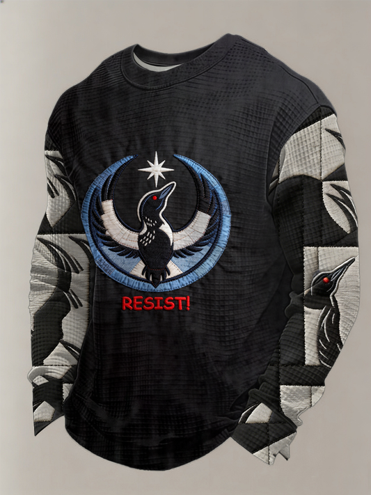 Men's The Loon Platoon Rebel Alliance Resist Printed Waffle Long Sleeve Top