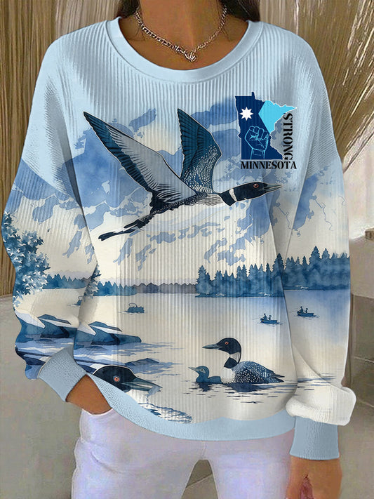 Women's Minnesota Strong Ribbed Round-Neck Sweatshirt