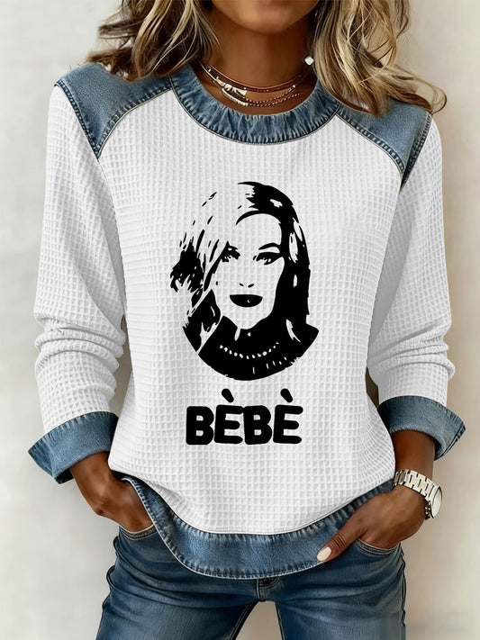 Women's Queen Of Comedy Denim Patchwork Top