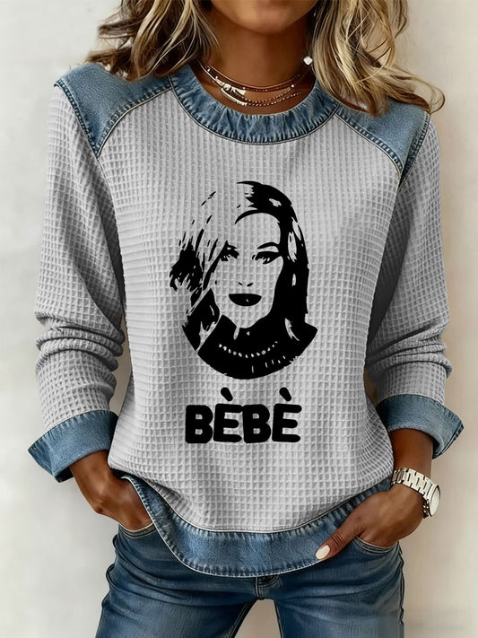 Women's Queen Of Comedy Denim Patchwork Top