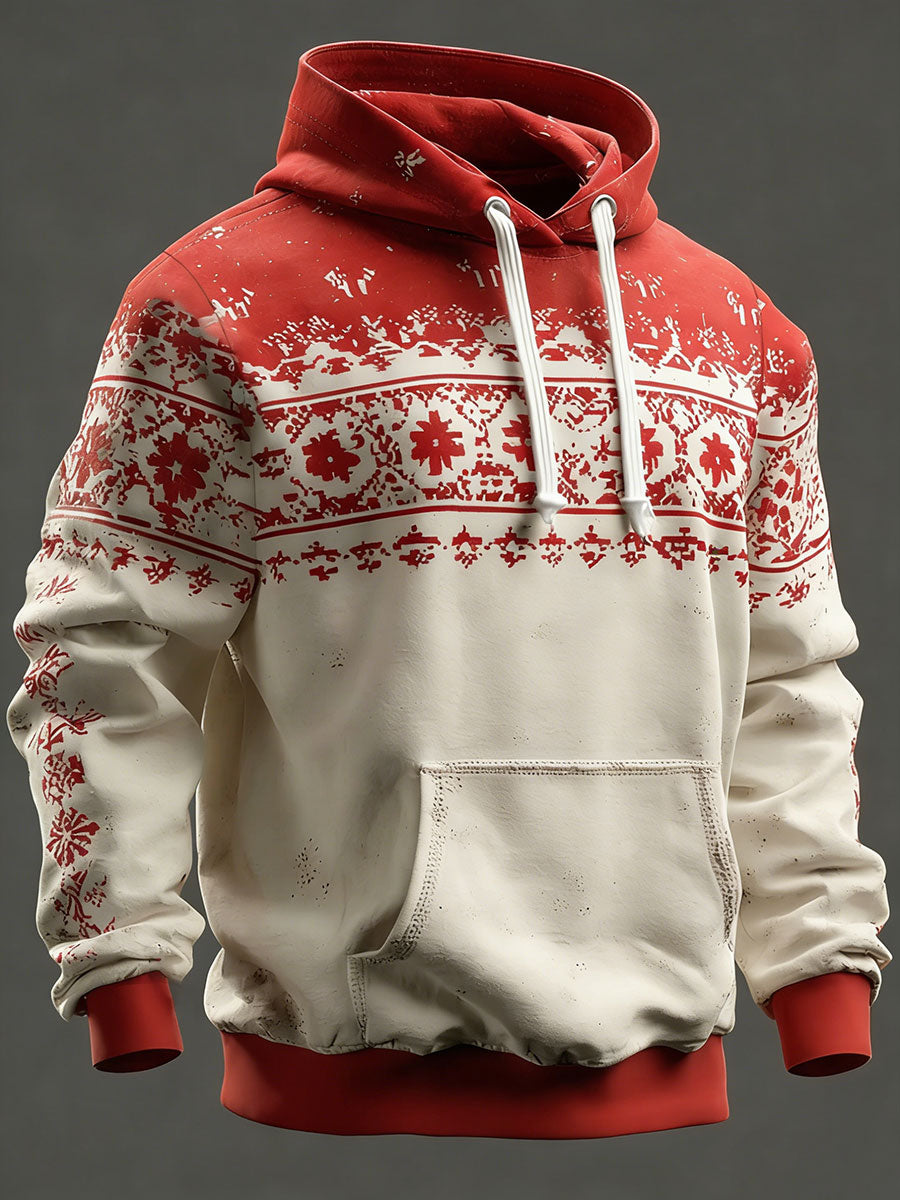 Men's Greenland Pattern Printed Casual Hoodie