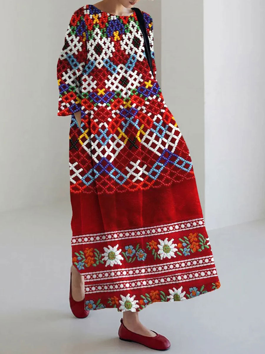 Women's Greenland Pattern Print Casual Dress