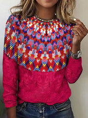 Women's Greenland Traditional Pattern Printed Casual Top