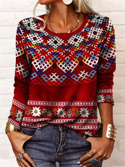 Women's Greenland Traditional Pattern Printed Casual Top