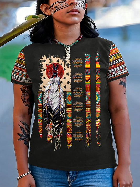 Women's Gathering of Nations Pow Wow Indian Native Art  Print T-shirt