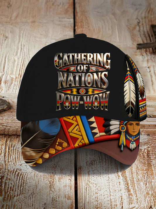 Unisex Gathering of Nations Pow Wow Indian Native Art  Print Hat