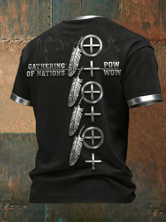Men's GON Pow-Wow Indian Art Printed T-shirt