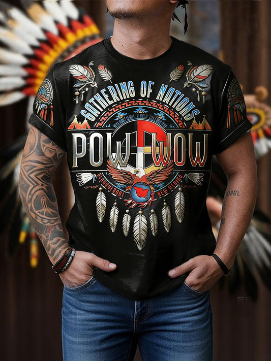 Men's GON Pow-Wow Indian Art Printed T-shirt