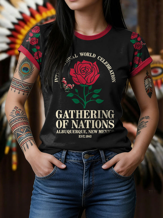 Women's GON Pow-Wow Indian Art Printed T-shirt