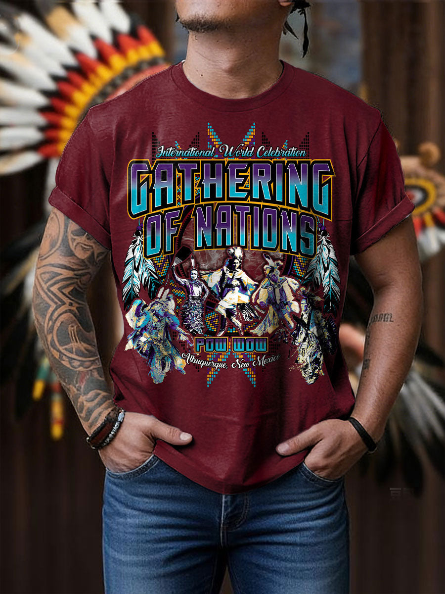 Men's GON Pow-Wow Indian Art Printed T-shirt