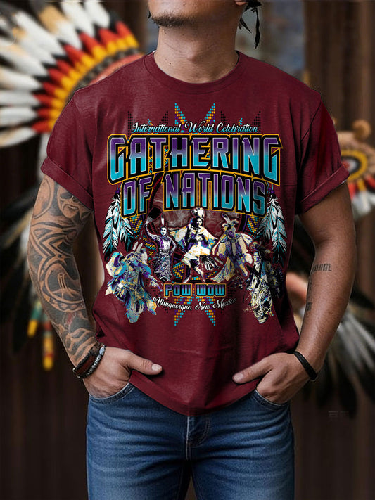 Men's GON Pow-Wow Indian Art Printed T-shirt