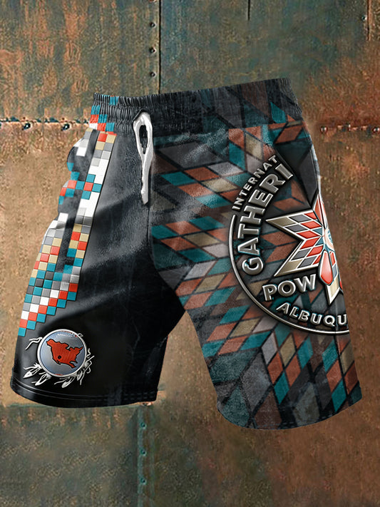 Men's GON Pow-Wow Indian Art Printed Shorts