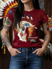 Women's GON Pow-Wow Indian Art Printed T-shirt