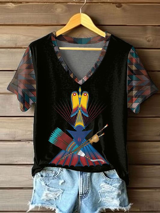 Women's GON Pow-Wow Indian Art Printed short-sleeved T-shirt