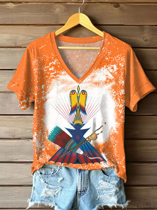 Women's GON Pow-Wow Indian Art Printed short-sleeved T-shirt