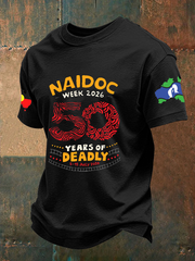 Men's AU 50 Years of Deadly NAIDOC Week Aboriginal Culture Printed imitation cotton short-sleeved T-shirt