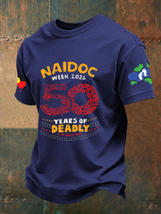 Men's AU 50 Years of Deadly NAIDOC Week Aboriginal Culture Printed imitation cotton short-sleeved T-shirt