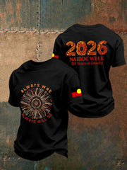Men's AU 50 Years of Deadly NAIDOC Week Aboriginal Culture Printed imitation cotton short-sleeved T-shirt