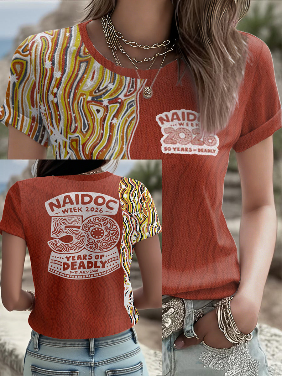 Women's AU 50 Years of Deadly NAIDOC Week Aboriginal Culture Printed T-Shirt