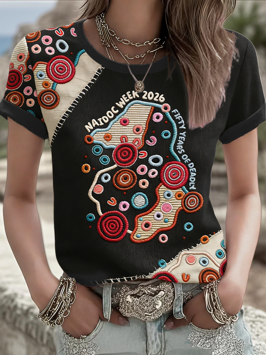 Women's AU 50 Years of Deadly NAIDOC Week Aboriginal Culture Printed T-Shirt