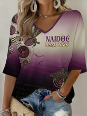 Women's AU 50 Years of Deadly NAIDOC Week Aboriginal Culture Printed Waffle T-shirt