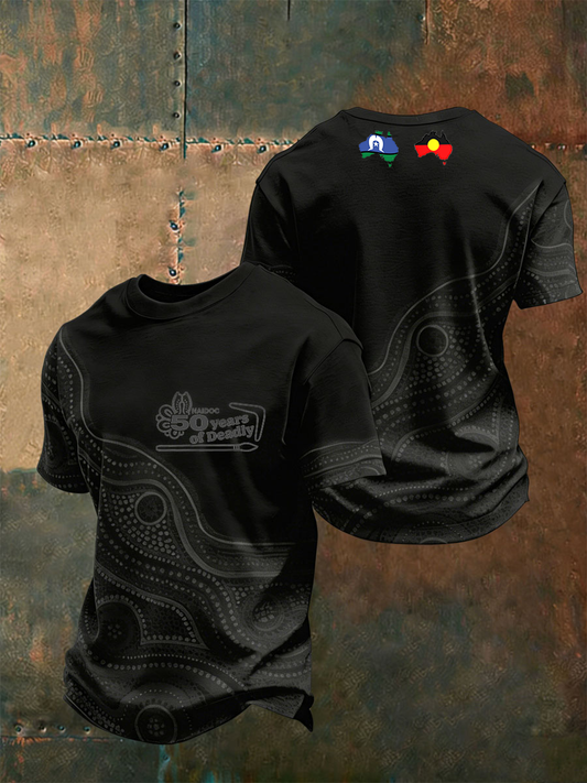 Men's AU 50 Years of Deadly NAIDOC Week Aboriginal Culture Printed short sleeves t-shirt