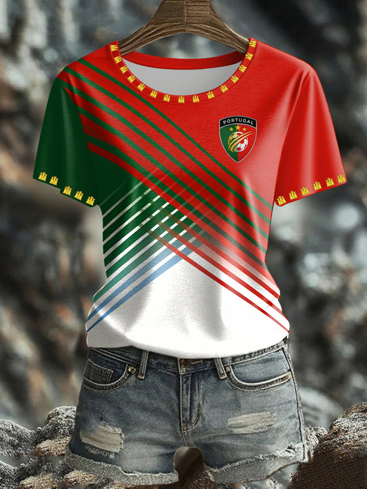 Women's Portuguese Football Printed T-shirt