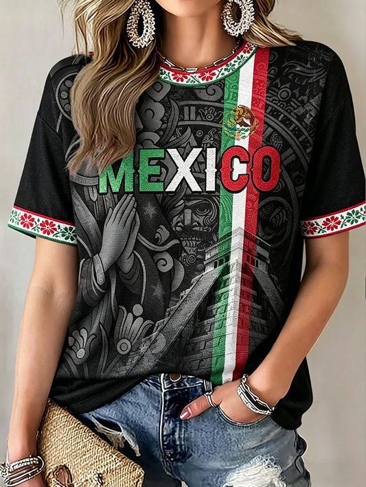 Women's Mexico Football Lover Printed T-Shirt