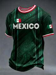 Men's Mexican Aztec Soccer Print Casual Tee