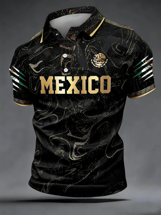 Men's Mexican Soccer Print Casual Polo