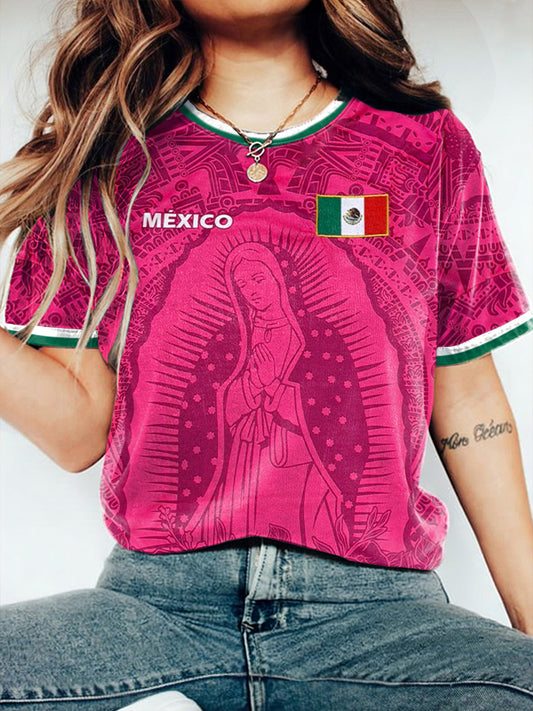 Women's Mexico Football Lover Printed T-shirt
