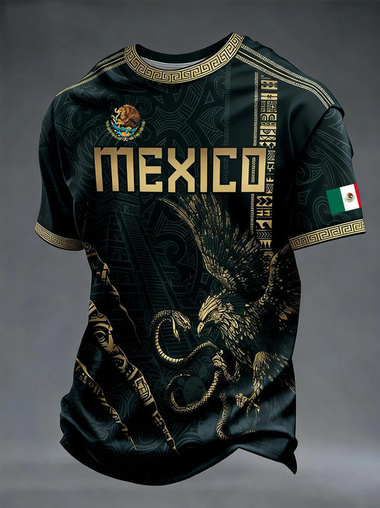 Men's Mexican Aztec Soccer Print Casual Tee
