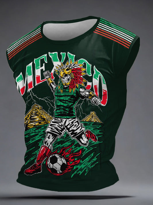 Men's Mexico Football Lover Printed Tank Tops