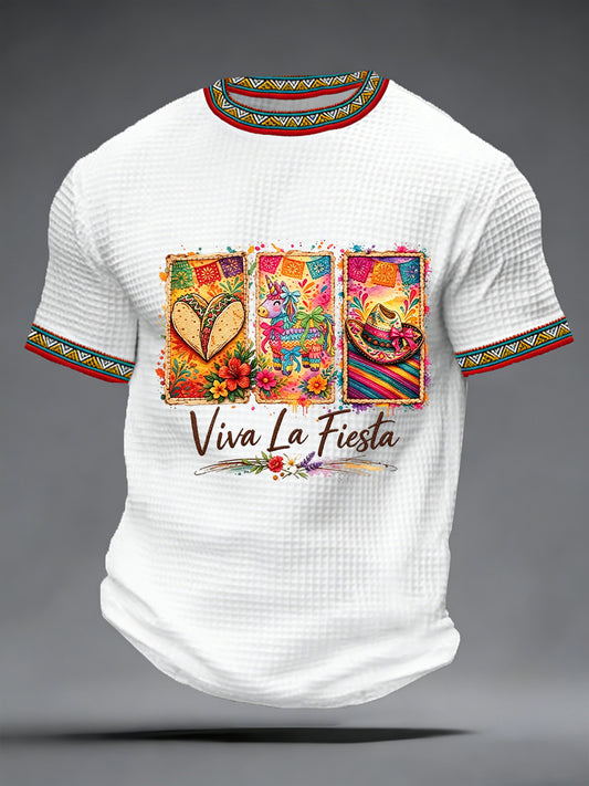 Men's Cinco De Mayo Print Waffle Short Sleeve T-shirt
