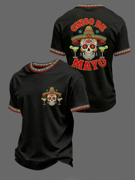 Men's Cinco De Mayo Print Short-Sleeve V-neck T-shirt