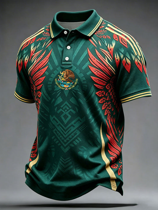 Men's Mexico Football Lover Art Printed Casual Tops