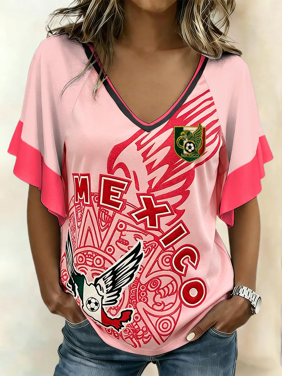 Women's Mexico Football Lover Art Printed T-Shirt