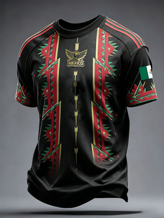 Men's Mexico Football Lover Art Printed T-shirt