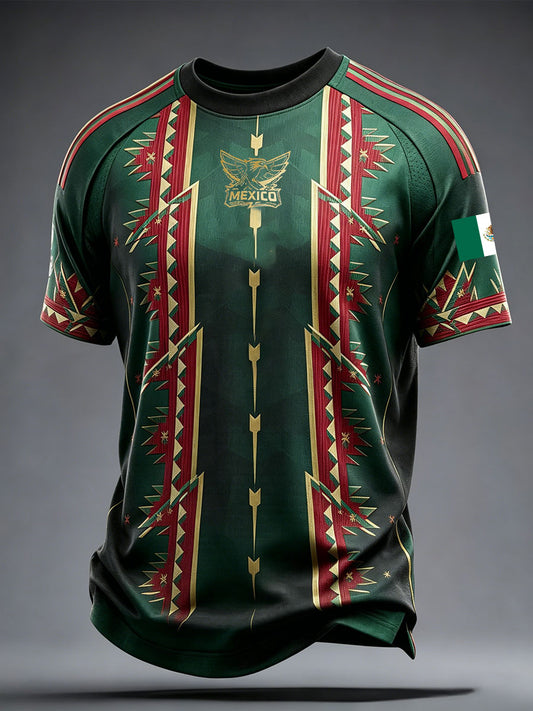 Men's Mexico Football Lover Art Printed T-shirt
