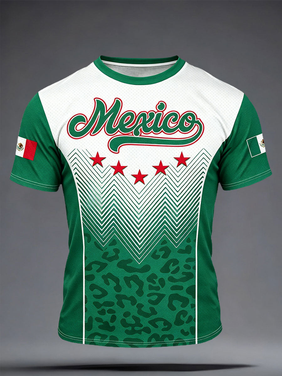 Men's Mexico Football Lover Art Printed T-shirt