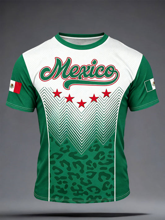 Men's Mexico Football Lover Art Printed T-shirt