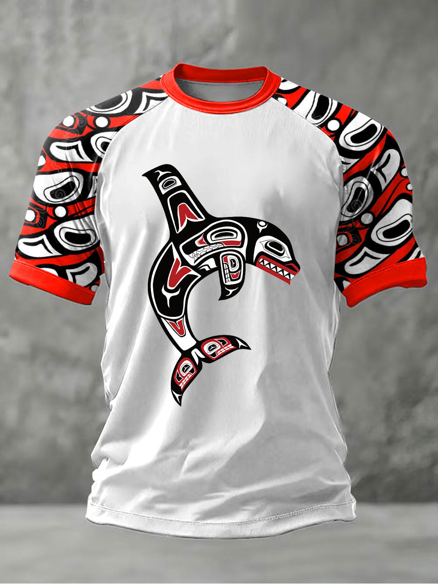 Men's Indigenous Totem Art Print Casual T-Shirt