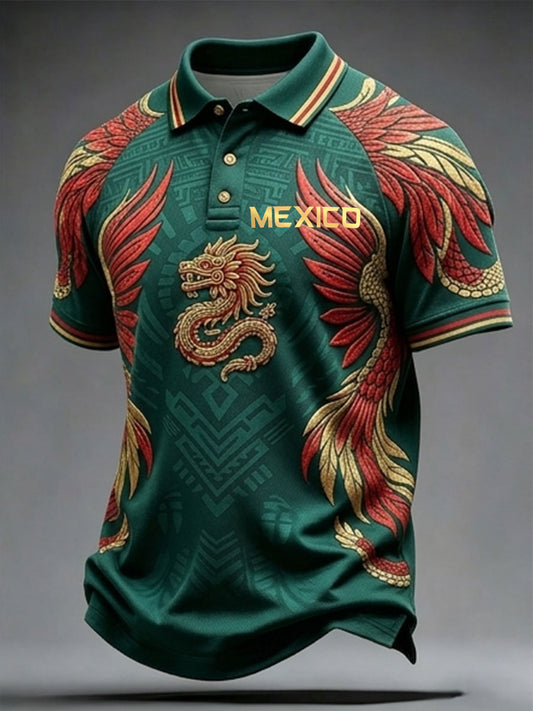 Men's Mexico Football Lover Art Printed Casual Tops
