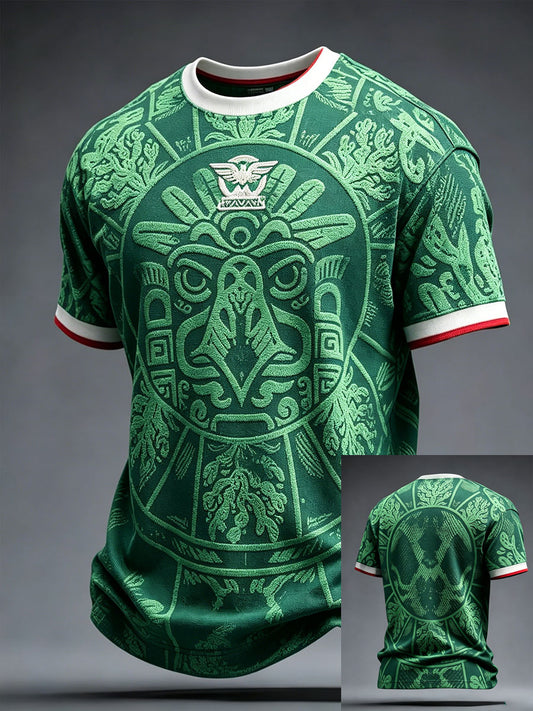Men's Mexico Football Lover Art Printed T-shirt