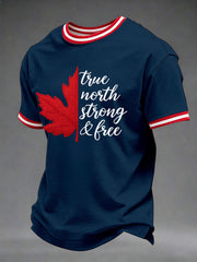 Men's Canada True North Strong And Free Printed Casual T-Shirt
