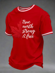 Men's Canada True North Strong And Free Printed Casual T-Shirt