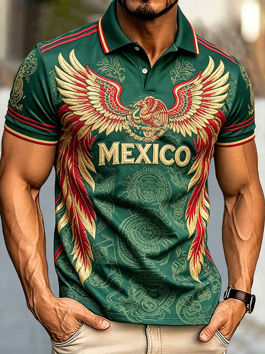 Men's Mexico Football Lover Printed Casual Tops